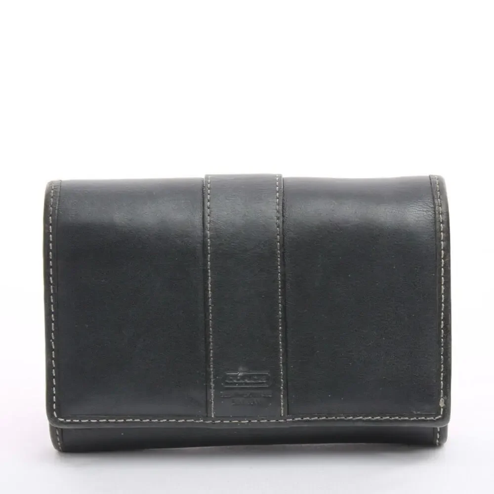 Coach Black Contrast Stitch Leather Wallet